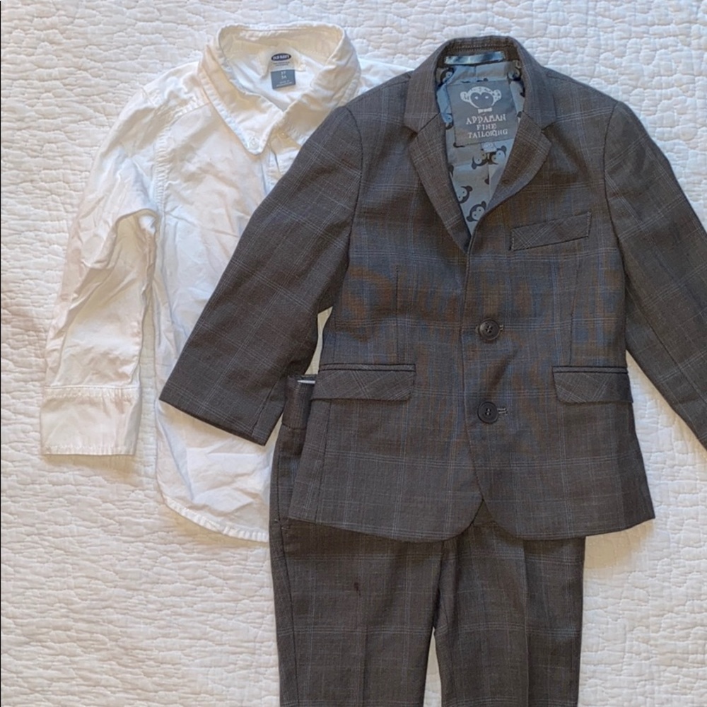 Appaman Boys Grey Glen Plaid Suit with free shirt